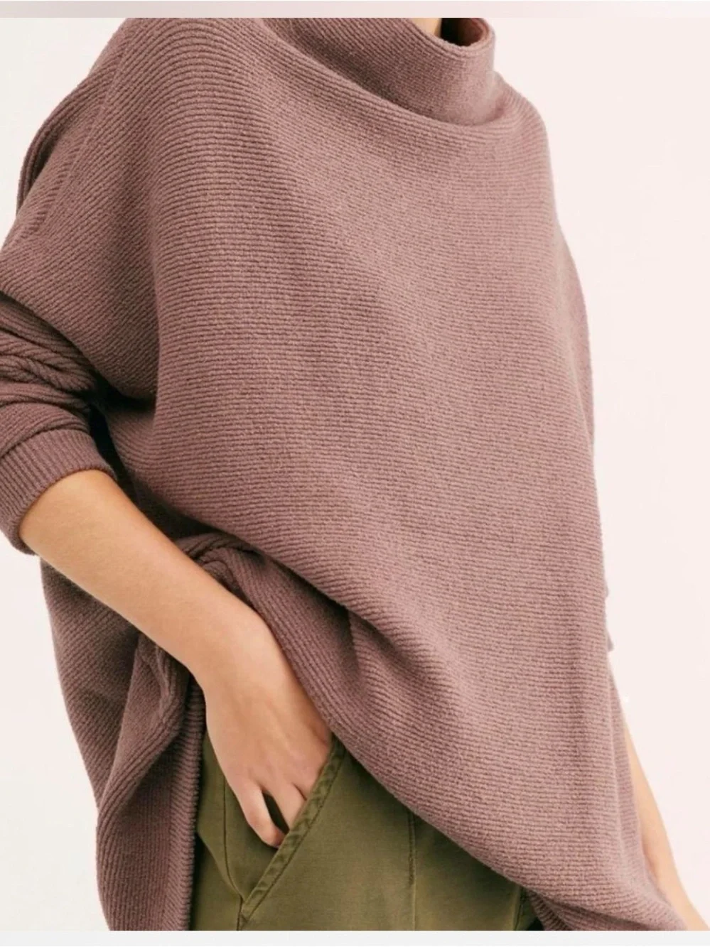 Free People Ottoman Slouchy Tunic Top Sweatshirt Extra Small Nutmeg Brown